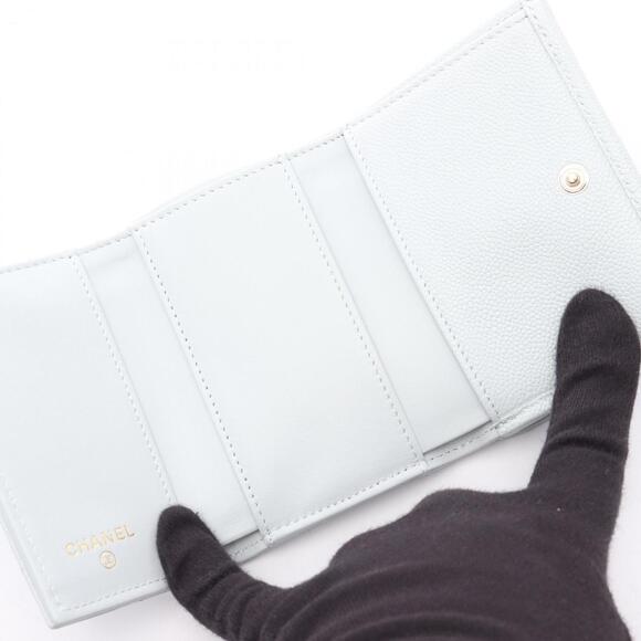 CHANEL Authentic Blue Leather Wallet